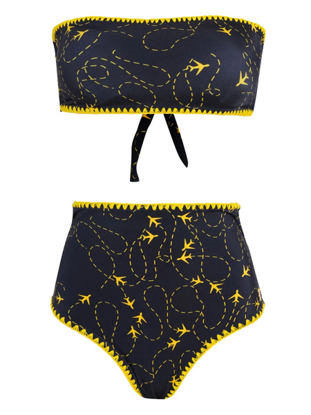  Brigitte Plane-print Bikini Set - Blue 