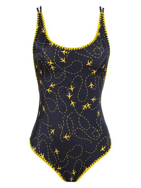  Brigitte Plane-print Swimsuit - Blue 