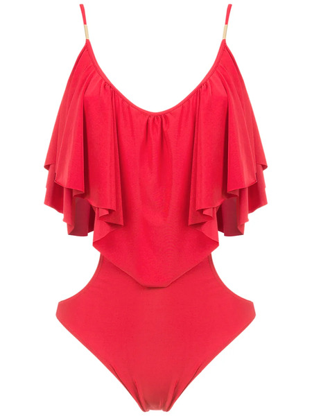  Brigitte Ruffled Swimsuit - Red 