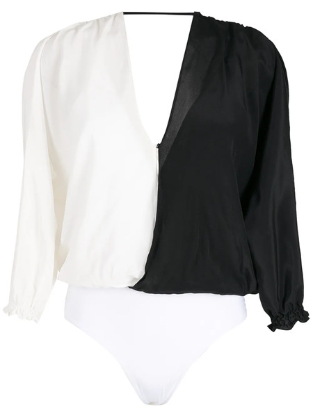  Brigitte Silk Wrap Bodysuit - White 