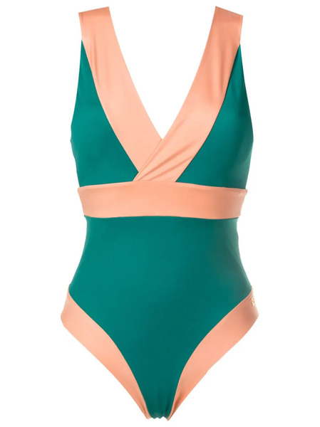  Brigitte Two-tone One-piece Swimsuit - Green 