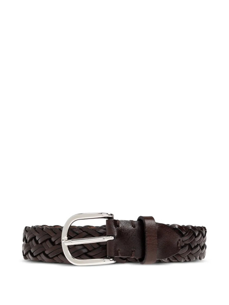  Brioni Braided Leather Belt - Brown 