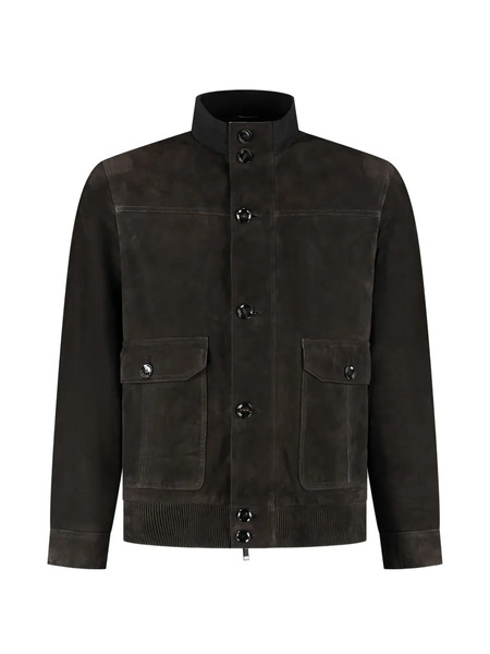  Brioni Buttoned Bomber Jacket - Brown 