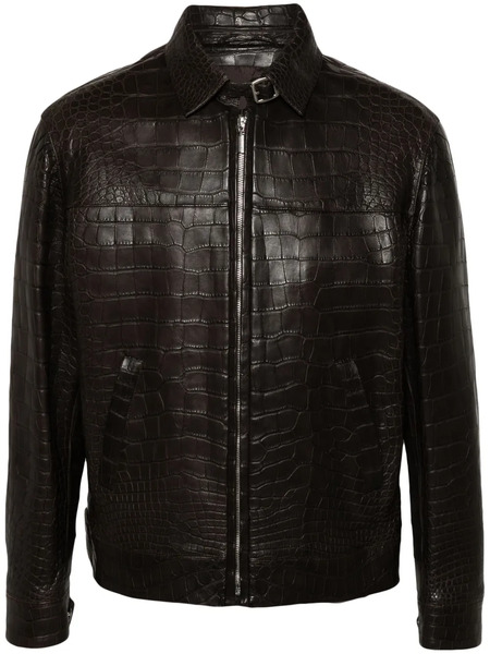  Brioni Embossed-leather Jacket - Brown 