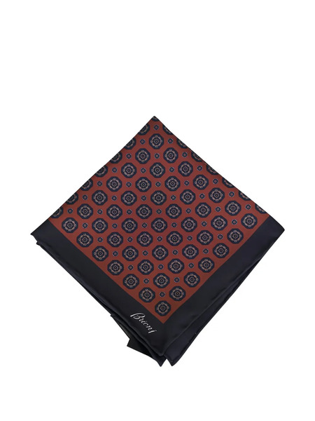  Brioni Geometric-pattern Pocket Square - Brown 