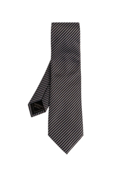  Brioni Patterned Silk Tie - Black 