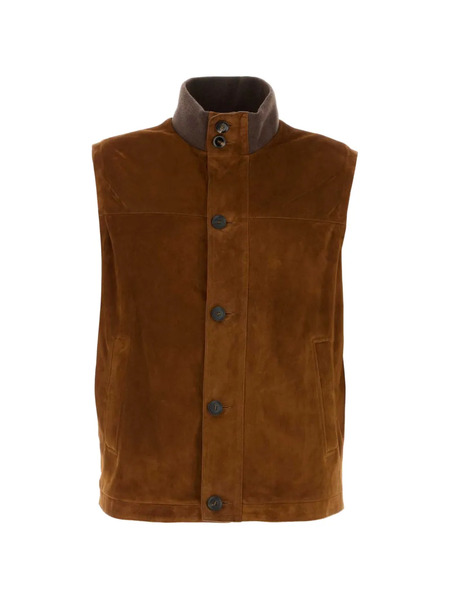  Brioni Suede Buttoned Gilet - Brown 