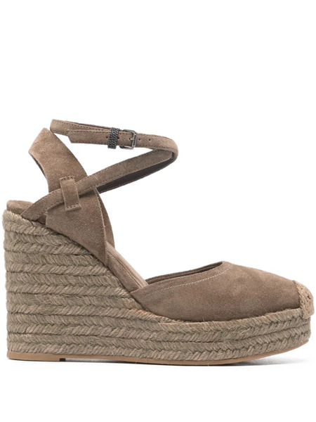  Brunello Cucinelli Ankle-strap Heeled Espadrilles - Brown 