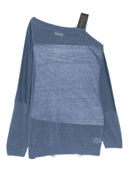  Brunello Cucinelli Asymmetric Knitted Top - Blue 