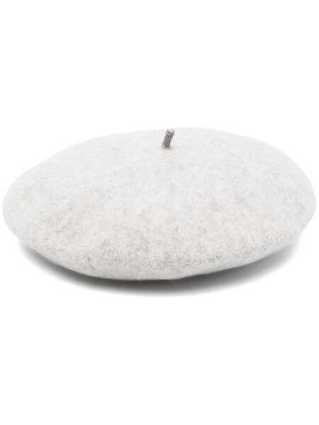 Brunello Cucinelli Bead Embellished Beret - Grey 