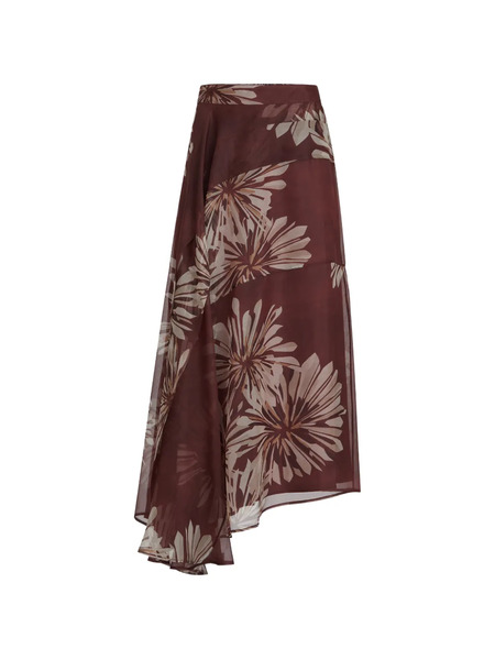  Brunello Cucinelli Bloom Printed Skirt - Red 