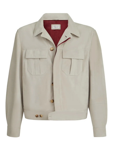  Brunello Cucinelli Butto Suede Jacket - Neutrals 