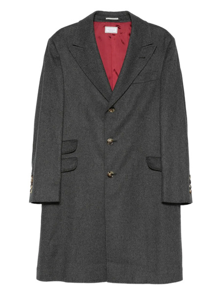  Brunello Cucinelli Button-fastening Flap-pocket Coat - Grey 