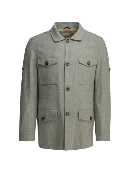  Brunello Cucinelli Button-fastening Flap-pocket Jacket - Brown 