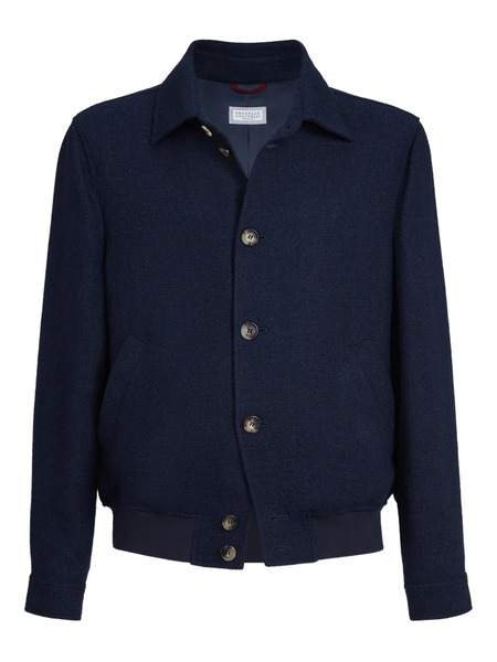  Brunello Cucinelli Button Hopsack Shirt Jacket - Blue 