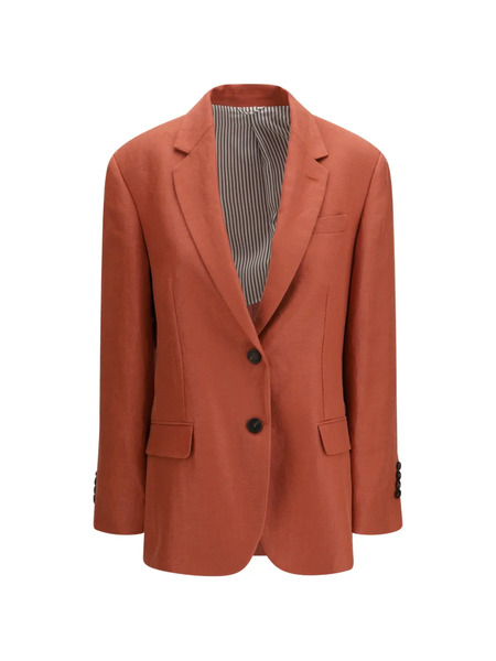  Brunello Cucinelli Button Linen Jacket - Orange 