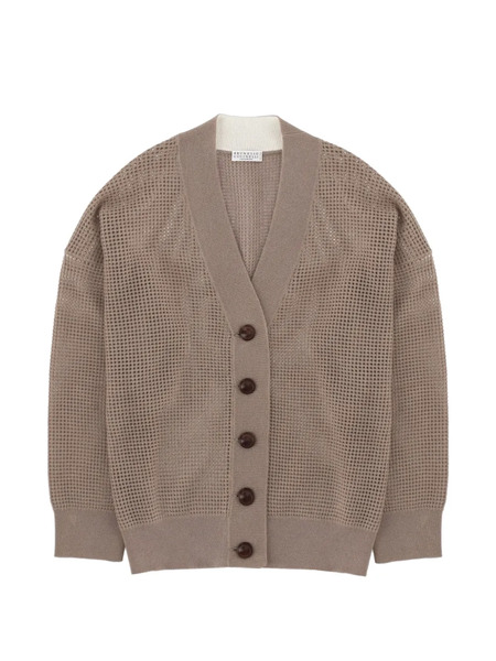  Brunello Cucinelli Button-up Pointelle Cardigan - Neutrals 