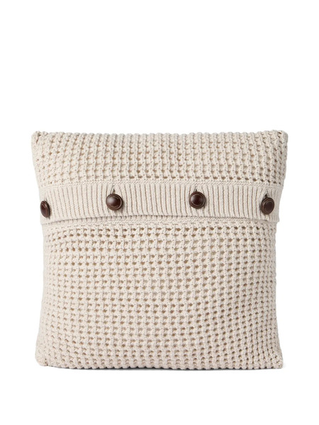  Brunello Cucinelli Buttoned Knit Cushion Pillow - Neutrals 