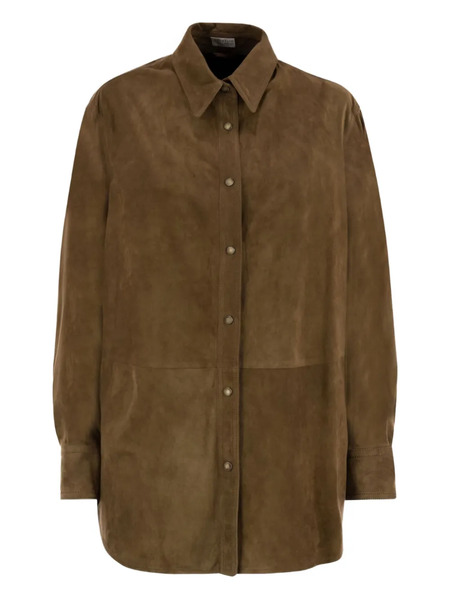  Brunello Cucinelli Buttoned Suede Jacket - Brown 
