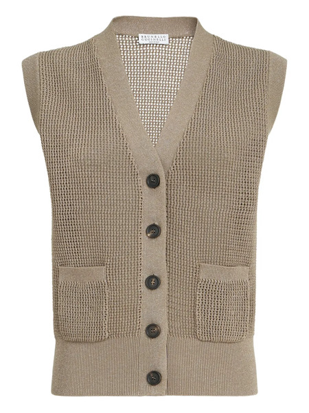  Brunello Cucinelli Buttoned Tank Top - Neutrals 