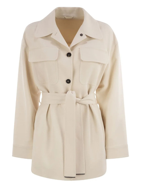  Brunello Cucinelli Buttoned-up Belted Jacket - White 