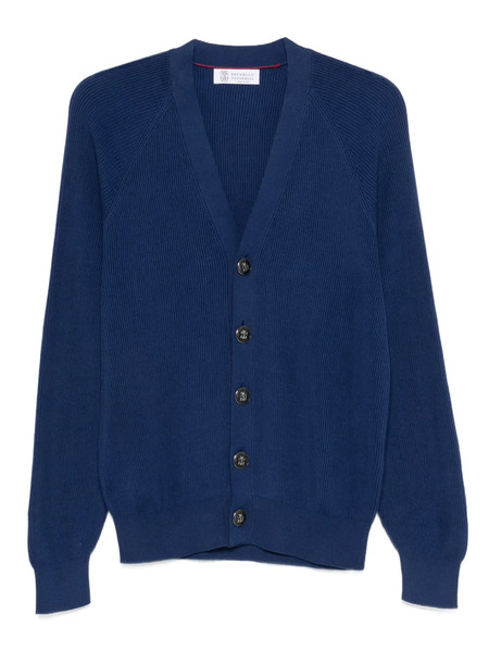 Brunello Cucinelli Buttoned V-neck Sweater - Blue 