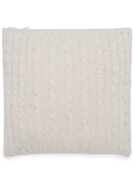  Brunello Cucinelli Cable-knit Sequin-embellished Cushion - Neutrals 