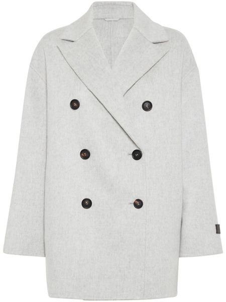  Brunello Cucinelli Cashmere Double-breasted Coat - Grey 