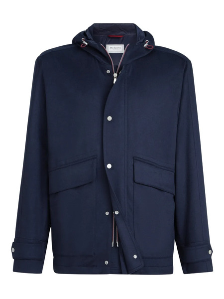  Brunello Cucinelli Cashmere Hooded Jacket - Blue 