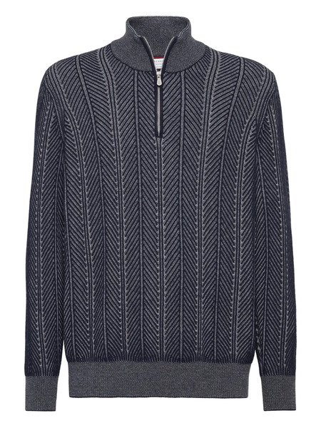  Brunello Cucinelli Cashmere Zip-up Sweater - Blue 