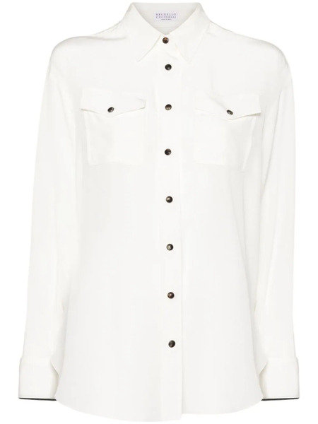  Brunello Cucinelli Chest-pockets Silk Shirt - Neutrals 