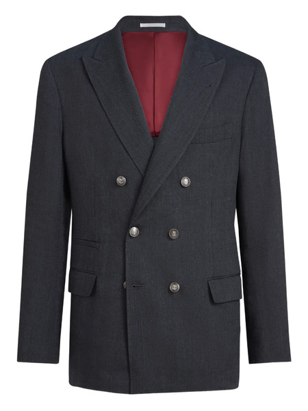  Brunello Cucinelli Chevron Double-breasted Blazer - Grey 
