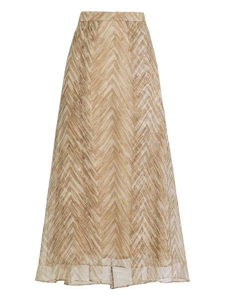  Brunello Cucinelli Chevron-pattern Midi Skirt - Neutrals 