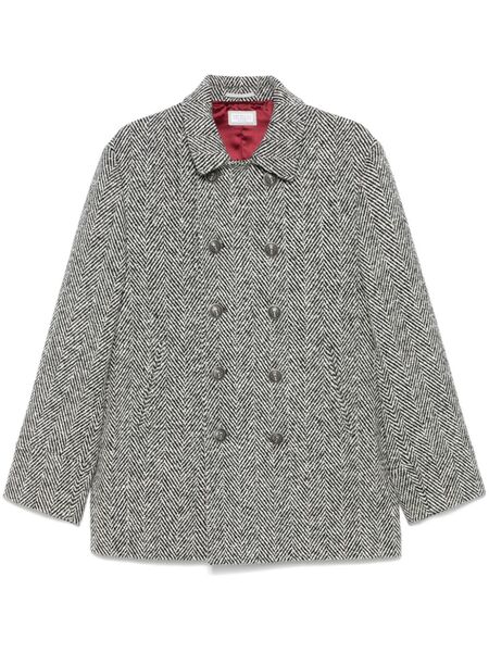  Brunello Cucinelli Chevron Virgin Wool Peacoat - Black 