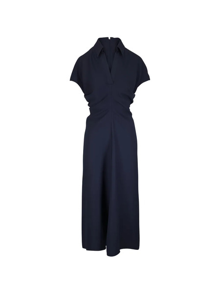  Brunello Cucinelli Collared Gathered Dress - Blue 