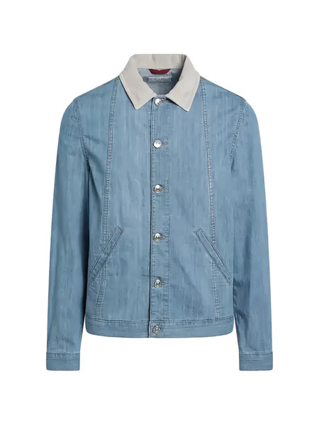  Brunello Cucinelli Contrast-collar Denim Jacket - Blue 
