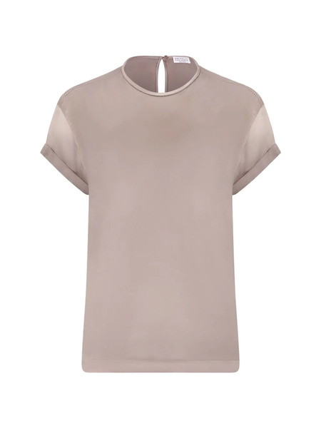  Brunello Cucinelli Cuffed-sleeve Top - Neutrals 