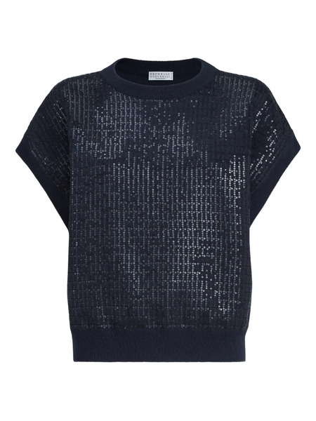  Brunello Cucinelli Dazzling Check-pattern Top - Blue 