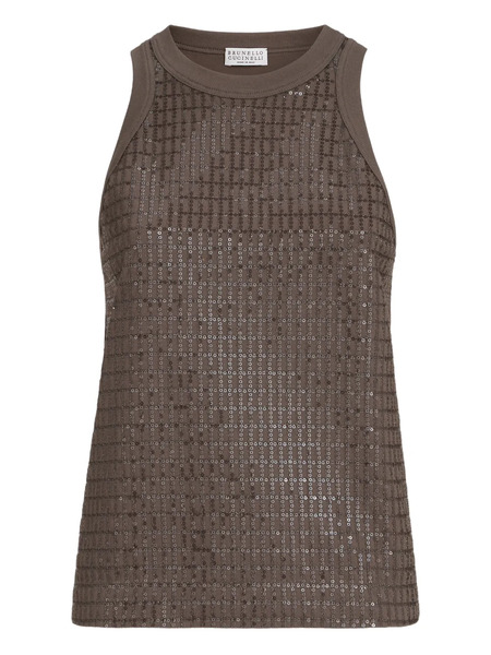  Brunello Cucinelli Dazzling Check-pattern Top - Brown 