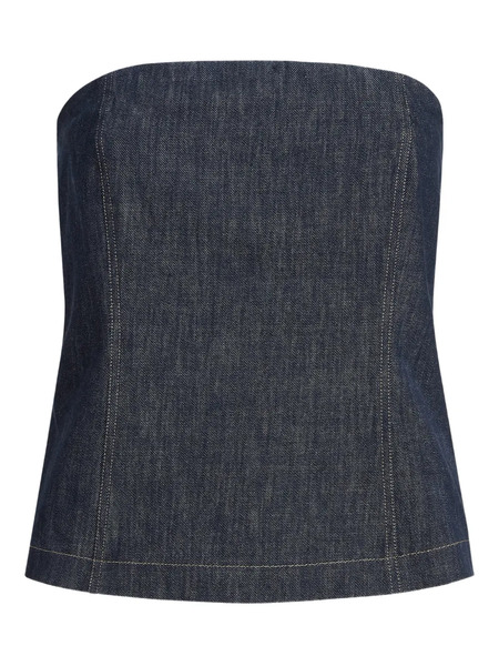  Brunello Cucinelli Denim-effect Bandeau Top - Blue 