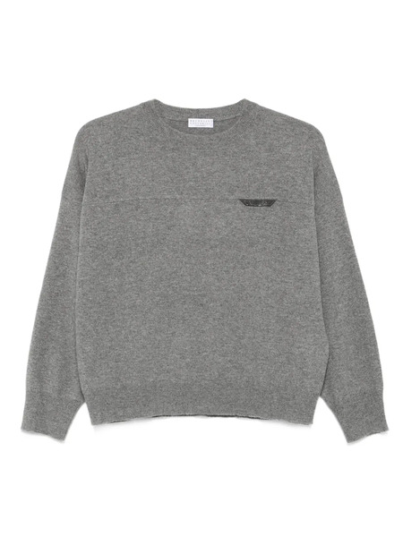 Brunello Cucinelli Detailed Crew-neck Sweater - Grey 