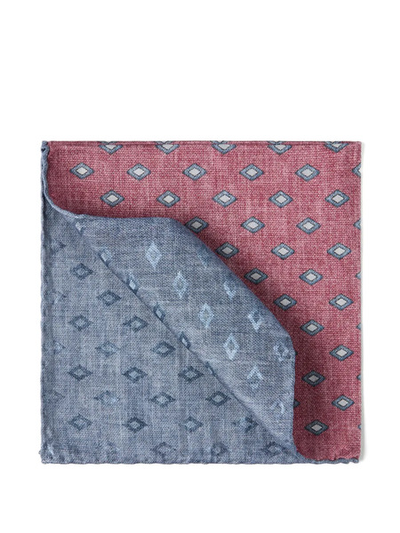  Brunello Cucinelli Diamond-print Silk Pocket Square - Blue 