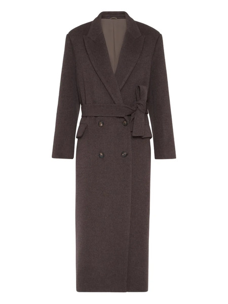  Brunello Cucinelli Double-breasted Belted Coat - Brown 