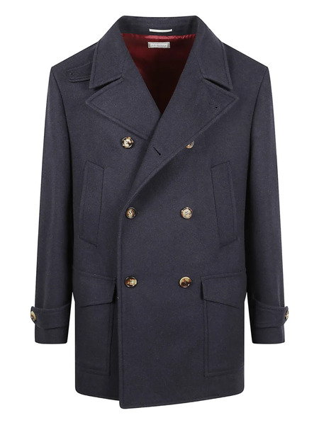  Brunello Cucinelli Double-breasted Button Coat - Blue 