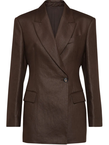  Brunello Cucinelli Double-breasted Twill Blazer - Brown 
