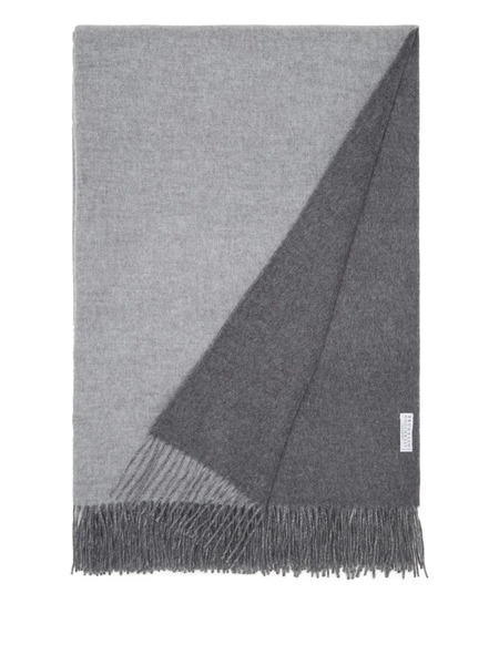  Brunello Cucinelli Double-faced Fringe Throw - Grey 