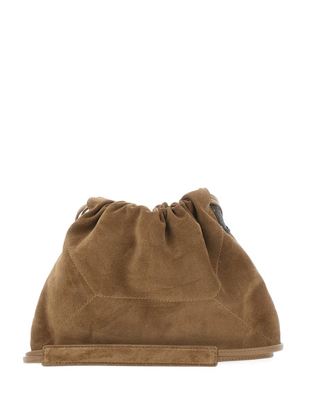  Brunello Cucinelli Drawstring Crossbody Bag - Brown 