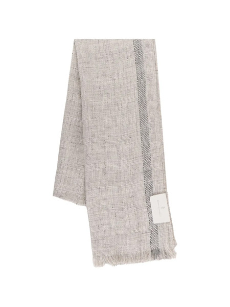  Brunello Cucinelli Embroidered Fringed Scarf - Neutrals 