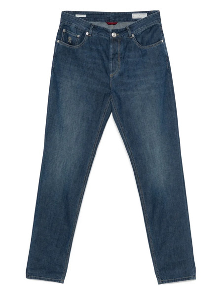  Brunello Cucinelli Embroidered-logo Jeans - Blue 