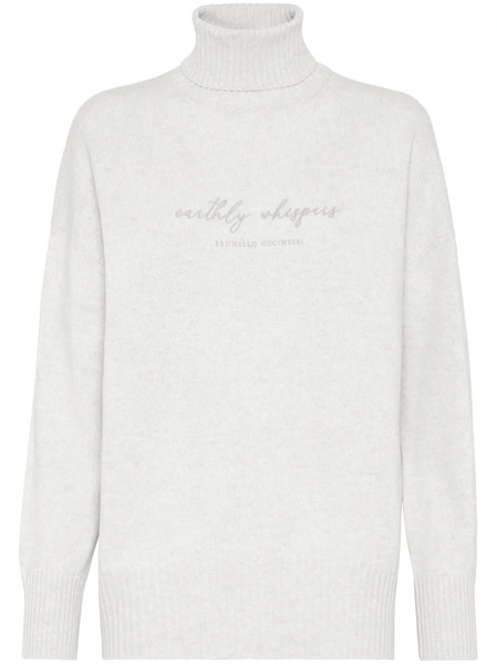  Brunello Cucinelli Embroidered Roll-neck Jumper - White 
